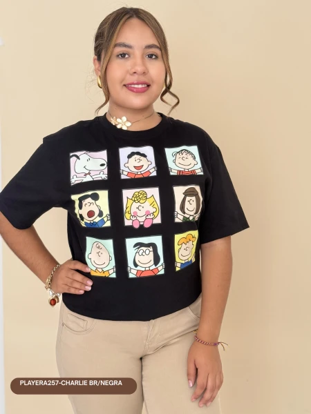 PLAYERA257-CHARLIE BR/NEGRA