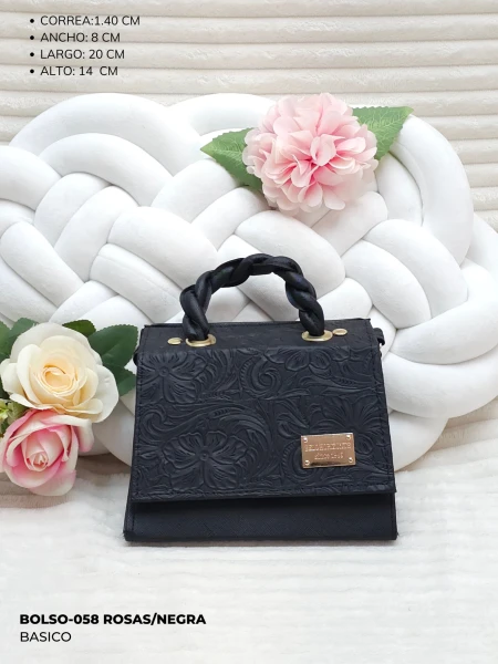 BOLSO-058 ROSAS/NEGRA