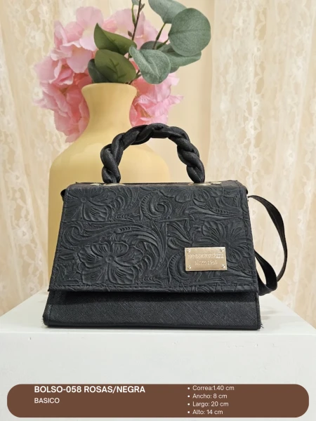 BOLSO-058 ROSAS/NEGRA