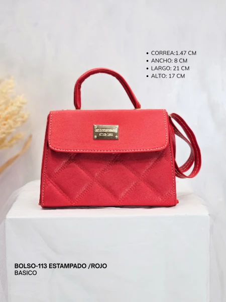BOLSO-113 ESTAMPADO /ROJO