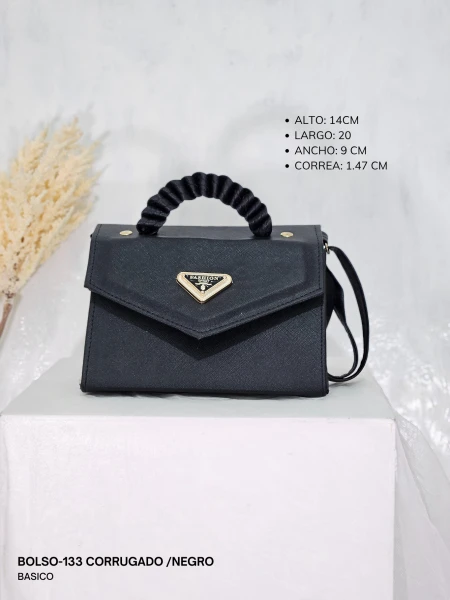BOLSO-133 CORRUGADO /NEGRO