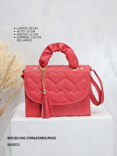 BOLSO-042 CORAZONES/ROJO