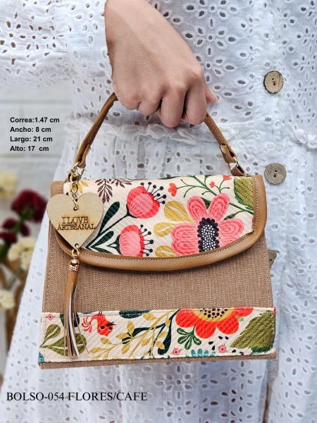 BOLSO-054 FLORES/CAFE