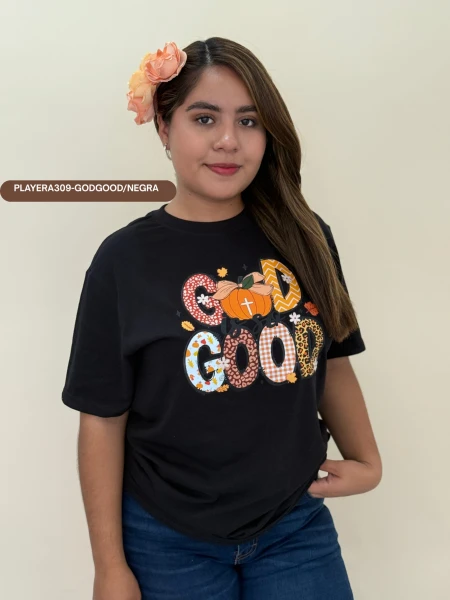 PLAYERA309-GODGOOD/NEGRA
