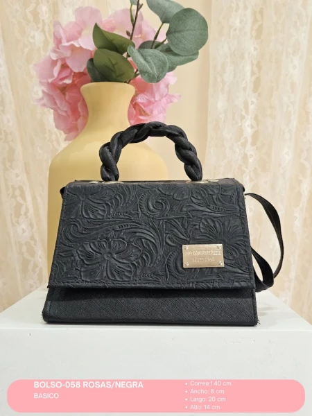 BOLSO-058 ROSAS/NEGRA