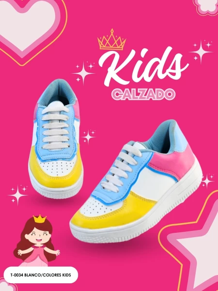 T-0034 BLANCO/COLORES KIDS