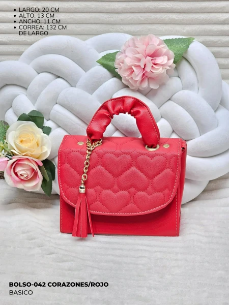 BOLSO-042 CORAZONES/ROJO