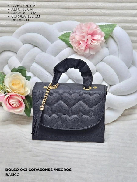 BOLSO-043 CORAZONES /NEGROS
