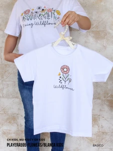 PLAYERA595-FLOWERS/BLANCA KIDS