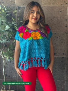 BLUSA398-MARU FLORE/TURQUESA