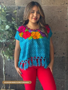 BLUSA398-MARU FLORE/TURQUESA