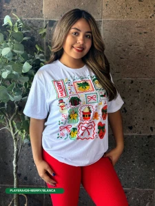 PLAYERA426-MERRY/BLANCA