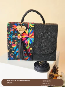 BOLSO-174 FLORES/NEGRA