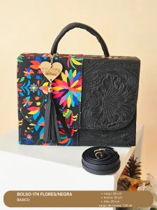 BOLSO-174 FLORES/NEGRA