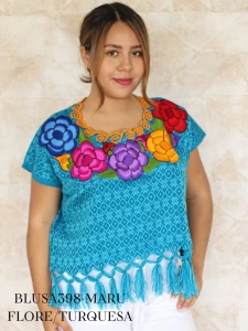 BLUSA398-MARU FLORE/TURQUESA