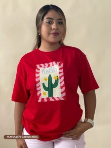 PLAYERA376-CACTUS/ROJA